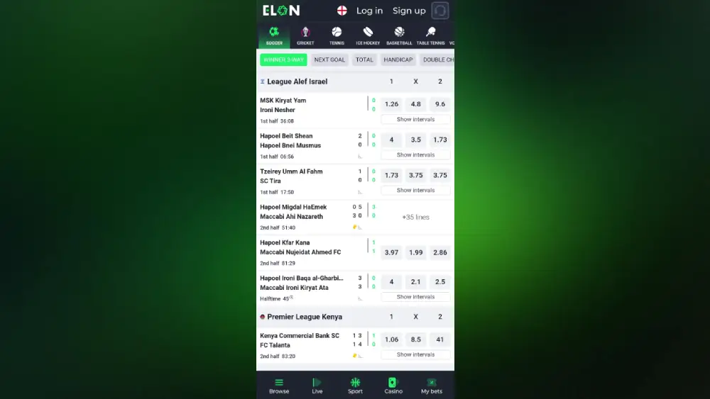 Betting in Mobile App